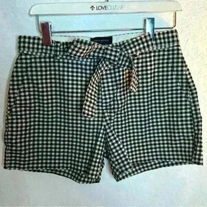 Banana Republic Preppy Cute Gingham Black and White Check Shorts 🎀 Bow Detail